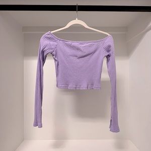 Forever 21 Lavender Crop Top with a cheeky slit sleeve!
